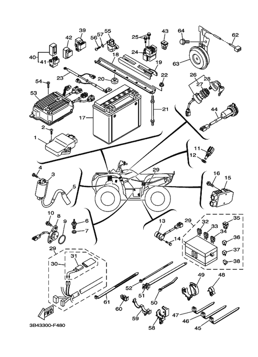 Yamaha 3B4-82590-10 Wire Harness Assy — shown on the Electrical 1 parts diagram