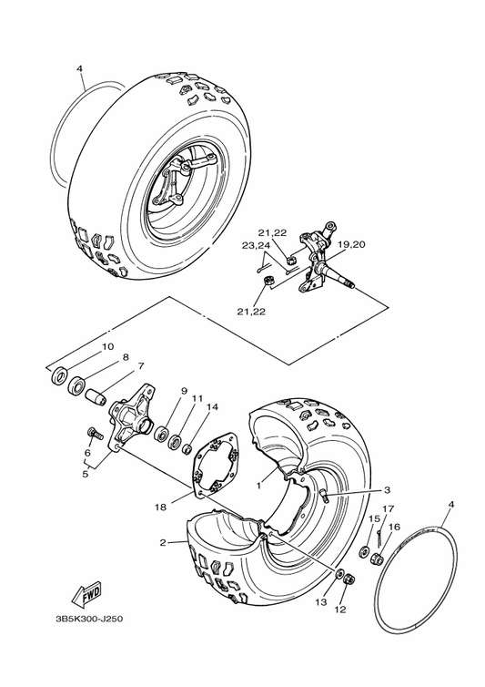 Yamaha 93306-20231 . Bearing — shown on the Front Wheel parts diagram