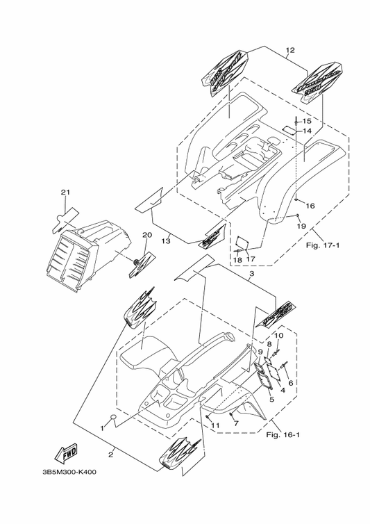 Yamaha 3B5-2167A-70 Graphic Set — shown on the Emblem & Label 1 parts diagram