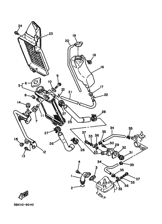 Yamaha 90480-12053 Grommet — shown on the ラジエタ. ホース parts diagram