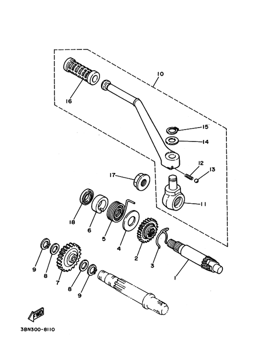 Yamaha 90508-26667 Spring, Torsion — shown on the Starter parts diagram