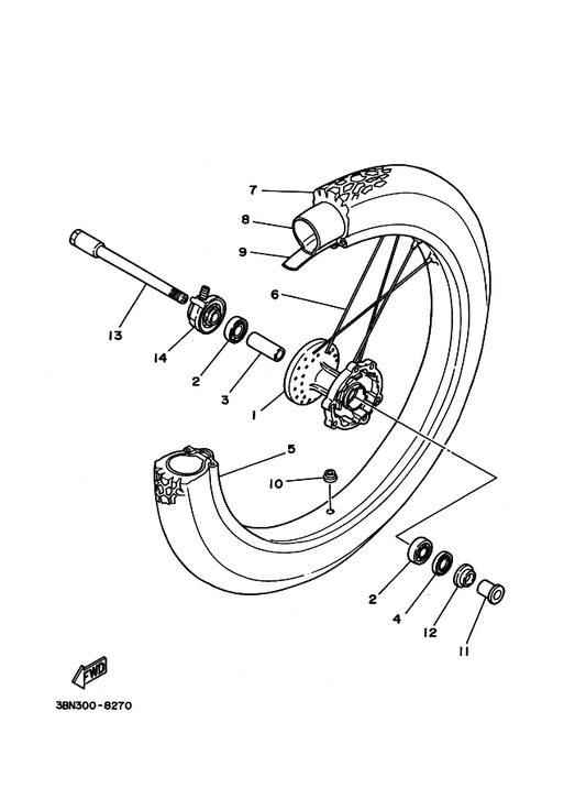 Yamaha 3XP-25190-00 Gear Unit Assy — shown on the Front Wheel parts diagram