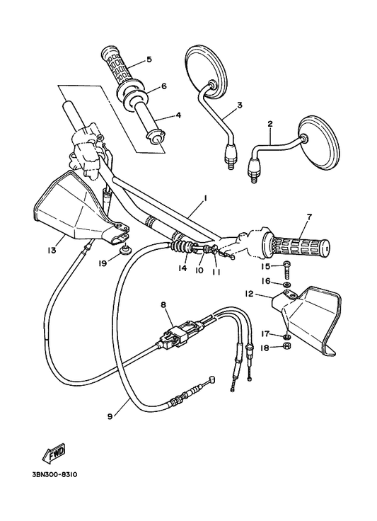Yamaha 92907-06700 Washer — shown on the Steering Handle & Cable parts diagram