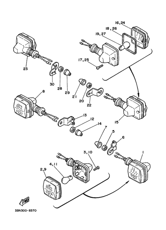 Yamaha 47J-83312-00 . Lens, Flasher — shown on the Flasher Light parts diagram