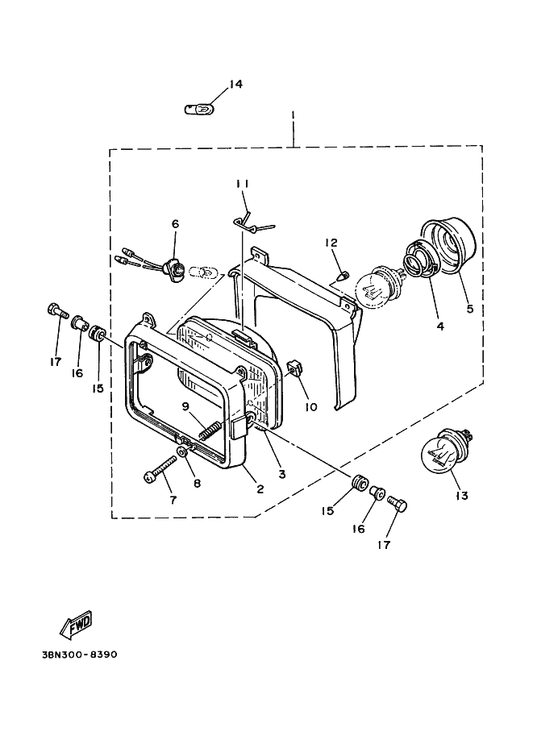 Yamaha 10V-84198-00 . Clip, Cover Fitting — shown on the Headlight parts diagram