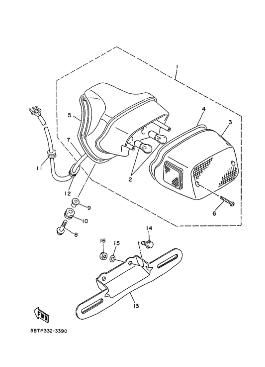 Yamaha 97780-40525 . Screw, Tapping — shown on the Taillight parts diagram