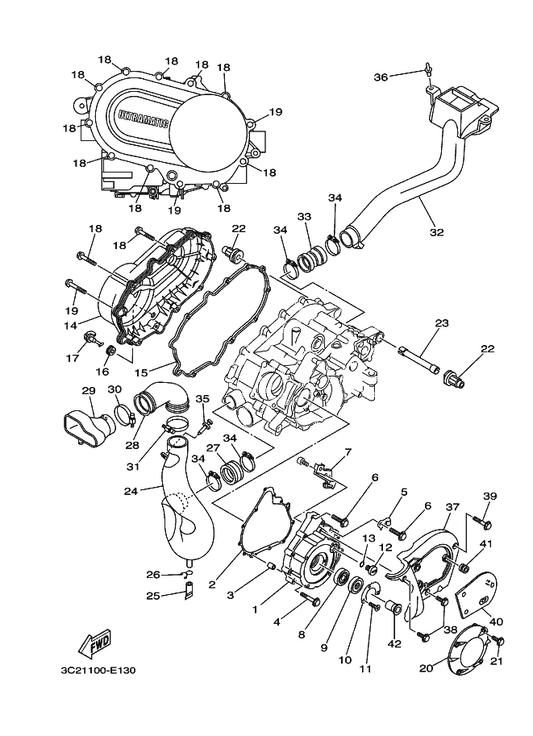 Yamaha 5GH-15451-00 Gasket, Crankcase Cover 1 — shown on the Crankcase Cover 1 parts diagram