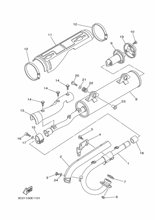 Yamaha 5ND-E4728-00 Protector, Muffler 2 — shown on the Exhaust parts diagram