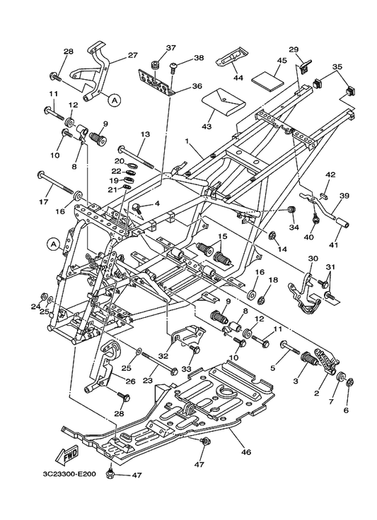 Yamaha 5FU-F111A-00 Cap, Main Pipe — shown on the Frame parts diagram