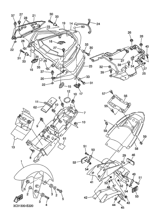 Yamaha 2D1-82122-00 Seat, Battery — shown on the Fender parts diagram