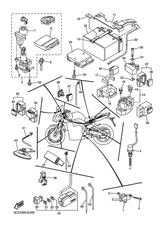 Yamaha 3C3-82590-00 Wire Harness Assy — shown on the Electrical 2 parts diagram