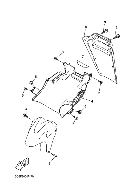 Yamaha 5PE-F1556-00-PV Fender, Front 2 — shown on the Front Fender parts diagram