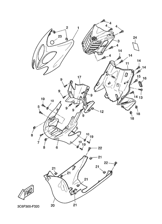 Yamaha 5BR-F835J-00-PJ Body, Front Lower 1 — shown on the Leg Shield parts diagram