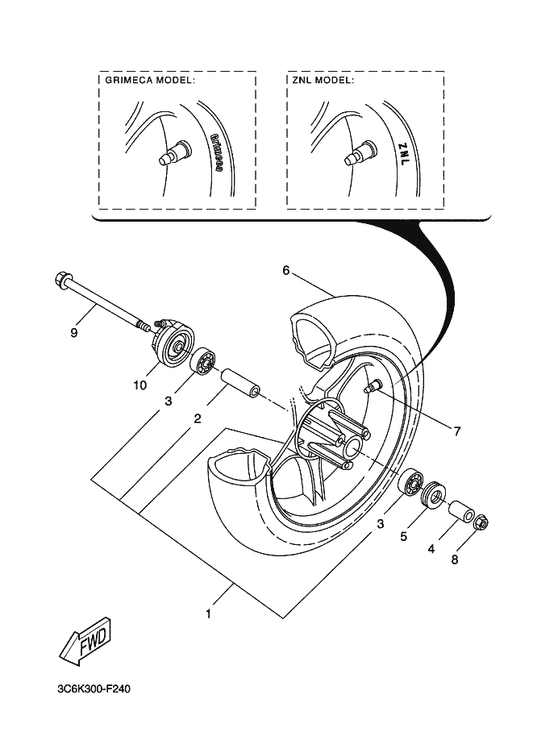 Yamaha 5PU-F5190-00 Gear Unit Assy — shown on the Front Wheel parts diagram
