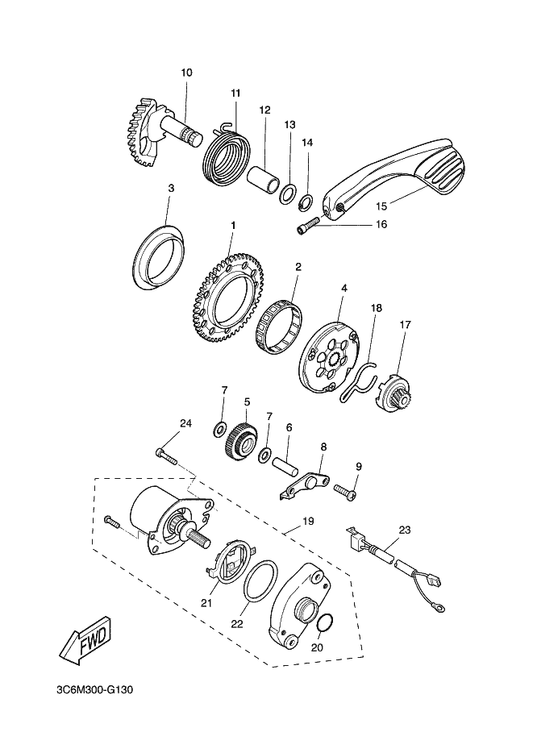 Yamaha 3VL-15570-00 Starter Clutch Assy — shown on the Starter parts diagram