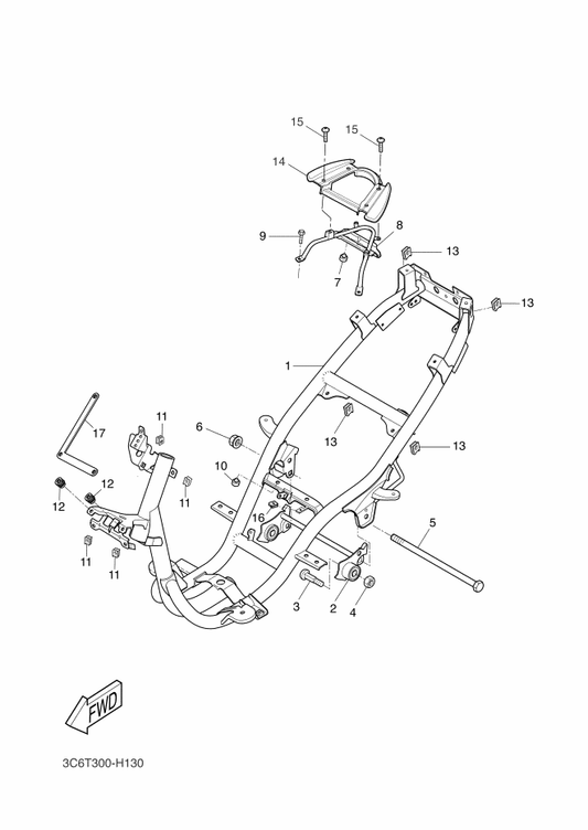 Yamaha 5HE-F4773-00 Handle, Seat — shown on the Frame parts diagram