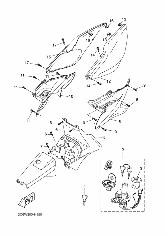 Yamaha 5BR-F1731-03-S6 Cover, Side 3 — shown on the Side Cover parts diagram