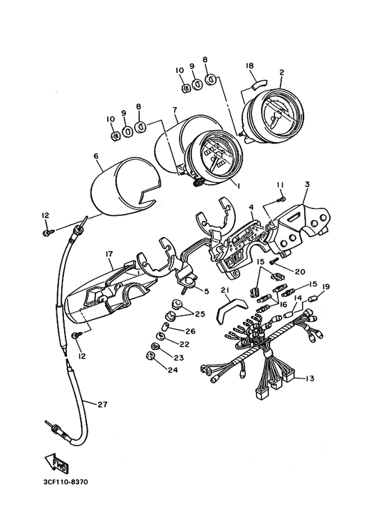 Yamaha 584-83541-00 Damper — shown on the Meter parts diagram