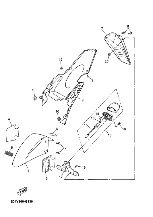 Yamaha 90154-05X00 Screw, Binding — shown on the Fender parts diagram