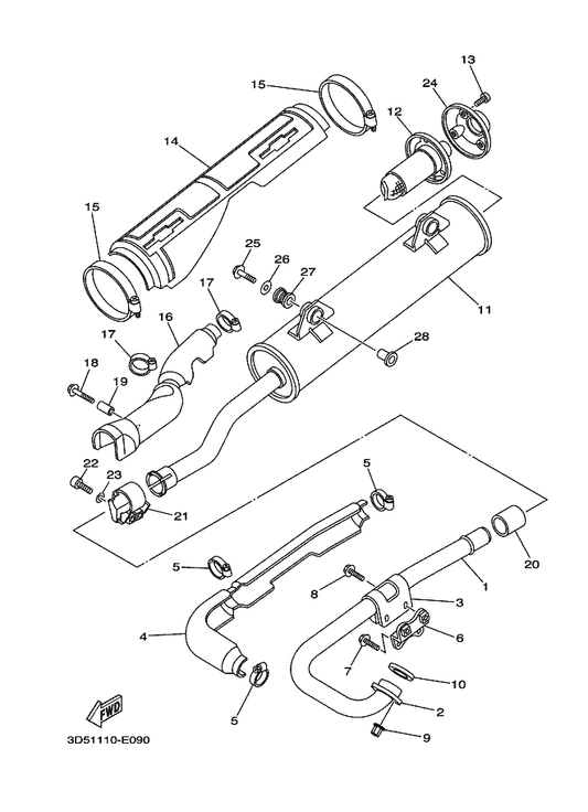 Yamaha 5ND-E4715-00 Band, Muffler — shown on the Exhaust parts diagram