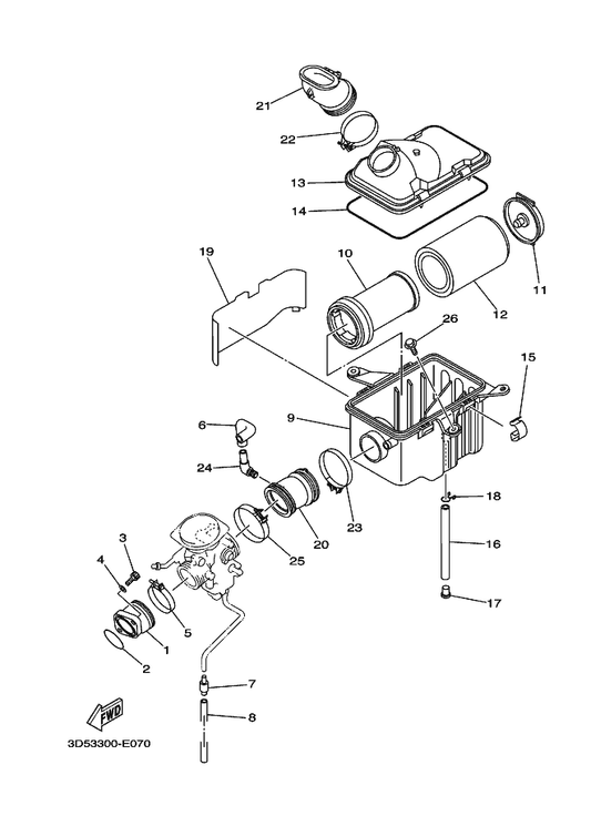 Yamaha 5UH-13586-00 Joint, Carburetor 1 — shown on the Intake parts diagram