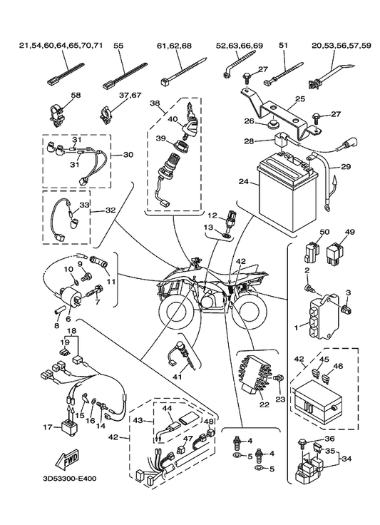 Yamaha 4XE-81940-12 Starter Relay Assy — shown on the Electrical 1 parts diagram
