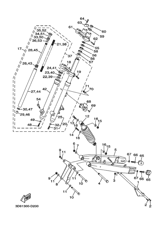 Yamaha 1D4-F2480-00 . . Seal Assy — shown on the Front & Rear Suspension parts diagram