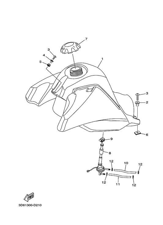 Yamaha 1D4-F4311-00 Pipe, Fuel 1 — shown on the Fuel Tank parts diagram