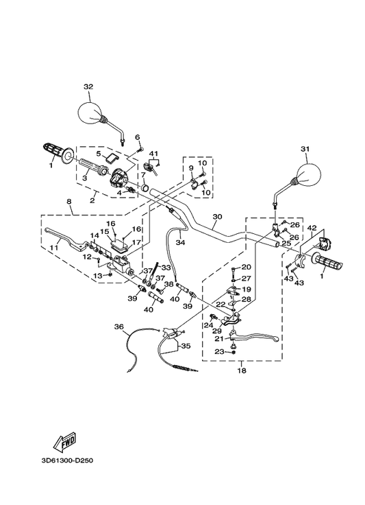 Yamaha 1D4-F6165-00 . Lever 2 — shown on the Steering Handle & Cable parts diagram