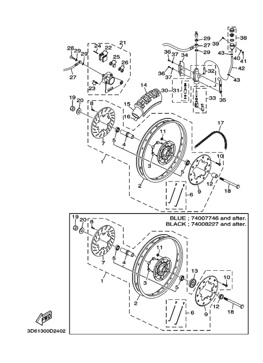 Yamaha 1D4-F5821-00 . Bolt 1 — shown on the Rear Wheel & Brake System parts diagram