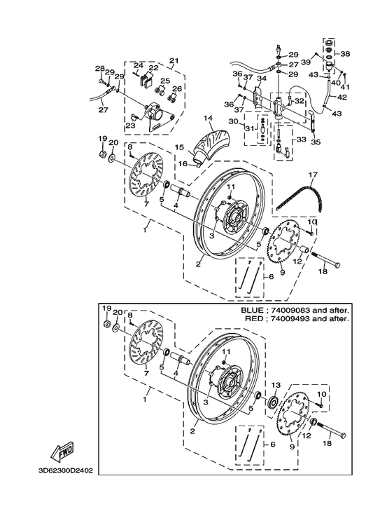 Yamaha 3D6-F5445-10 . Sprocket, Driven (48T) — shown on the Rear Wheel & Brake System parts diagram