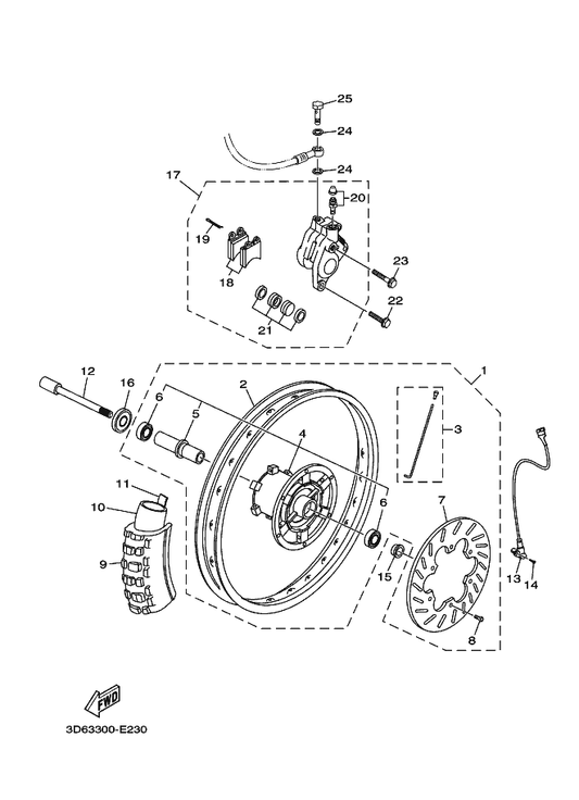 Yamaha 1D4-F5144-00 . Rim — shown on the Front Wheel & Brake System parts diagram