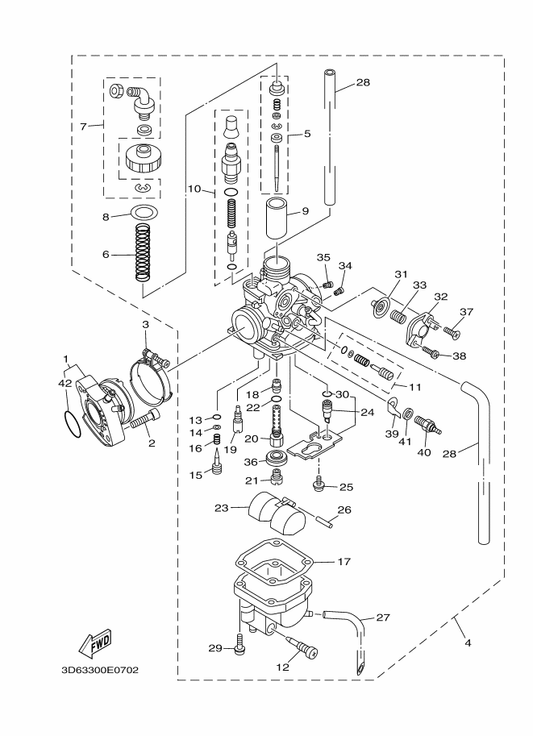 Yamaha 5HP-14145-00 . Setter, Needle Jet — shown on the Carburetor parts diagram