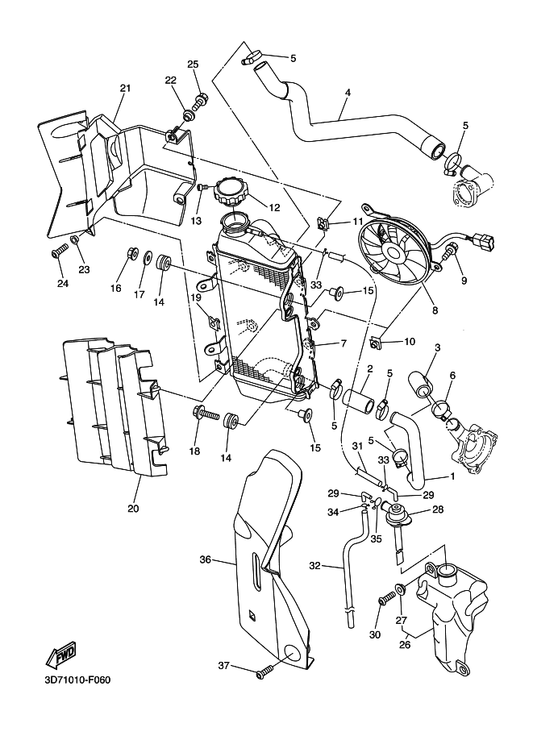 Yamaha 90183-061A3 Nut, Spring — shown on the Radiator & Hose parts diagram