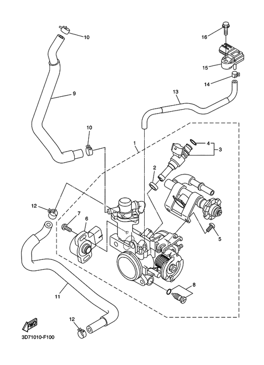 Yamaha 1S4-14104-00 . Air Screw Set — shown on the Intake 2 parts diagram