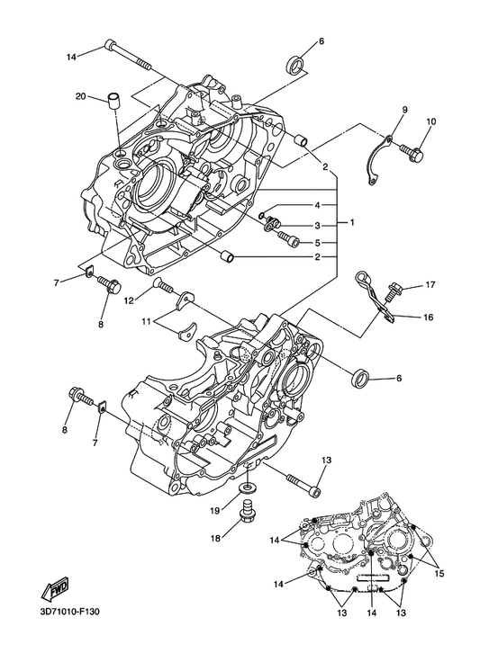 Yamaha 3D7-15388-00 Plate, Bearing Cover — shown on the Crankcase parts diagram
