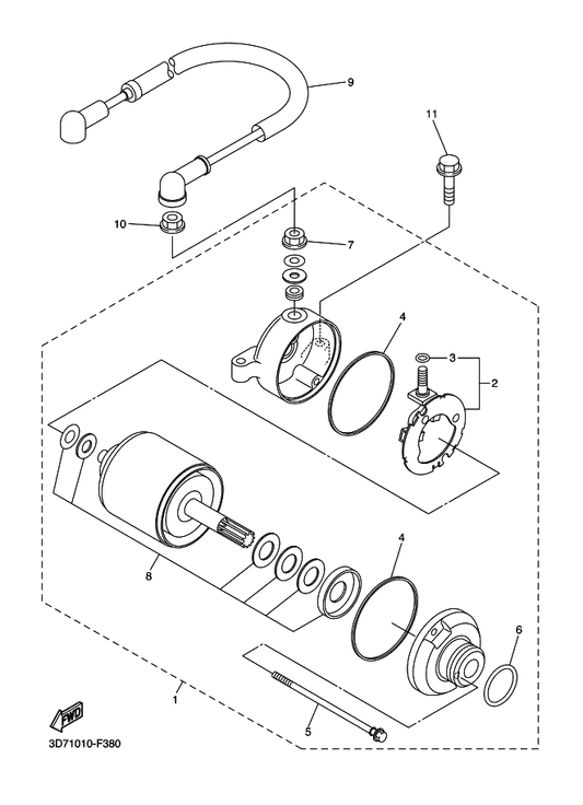 Yamaha 4WP-81844-00 . Gasket — shown on the Starting Motor parts diagram