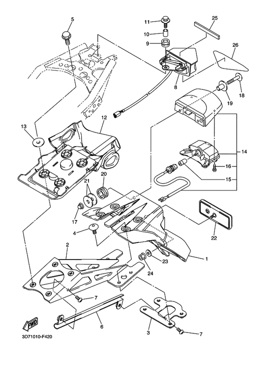 Yamaha 4WM-83513-00 Damper — shown on the Taillight parts diagram