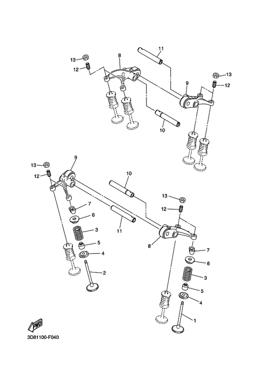 Yamaha 5VK-12121-00 Valve, Exhaust — shown on the Valve parts diagram
