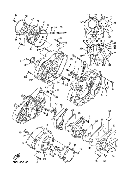 Yamaha 90340-36001 Plug, Straight Screw — shown on the Crankcase Cover 1 parts diagram