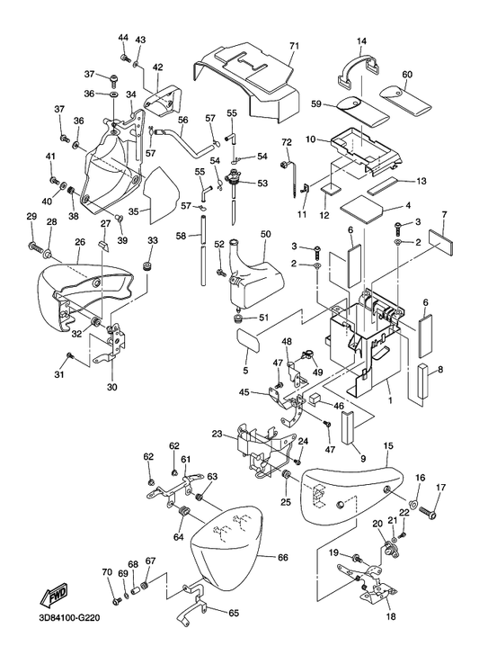 Yamaha 5PX-21652-00 Protector — shown on the Side Cover parts diagram