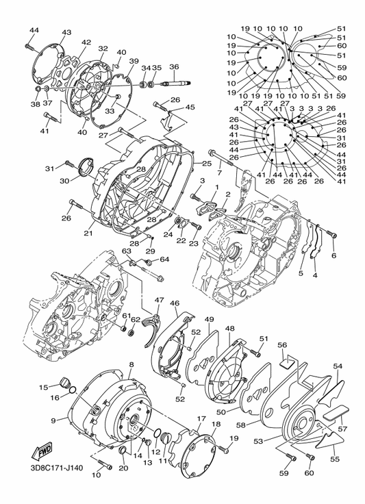 Yamaha 90110-06270 Bolt, Hexagon Socket Head — shown on the Crankcase Cover 1 parts diagram