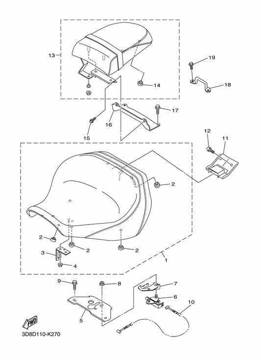 Yamaha 27D-24792-00 Plate — shown on the Seat parts diagram