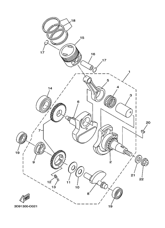 Yamaha 90208-26800 . Washer, Conical Spring — shown on the Crankshaft & Piston parts diagram