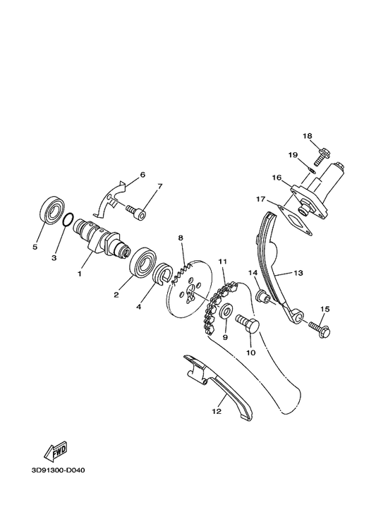 Yamaha 5VL-E111F-00 Plate — shown on the Camshaft & Chain parts diagram