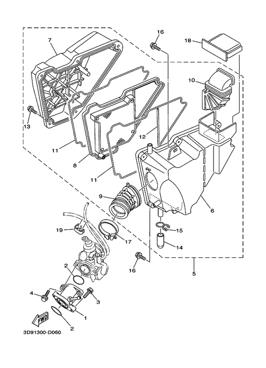 Yamaha 90464-11802 Clamp — shown on the Intake parts diagram