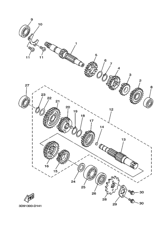 Yamaha 93410-20809 . Circlip — shown on the Transmission parts diagram