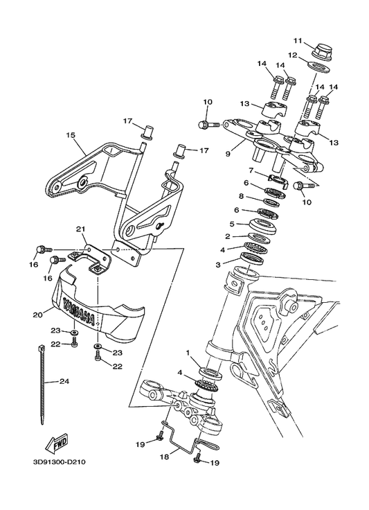 Yamaha 90179-25806 Nut — shown on the Steering parts diagram