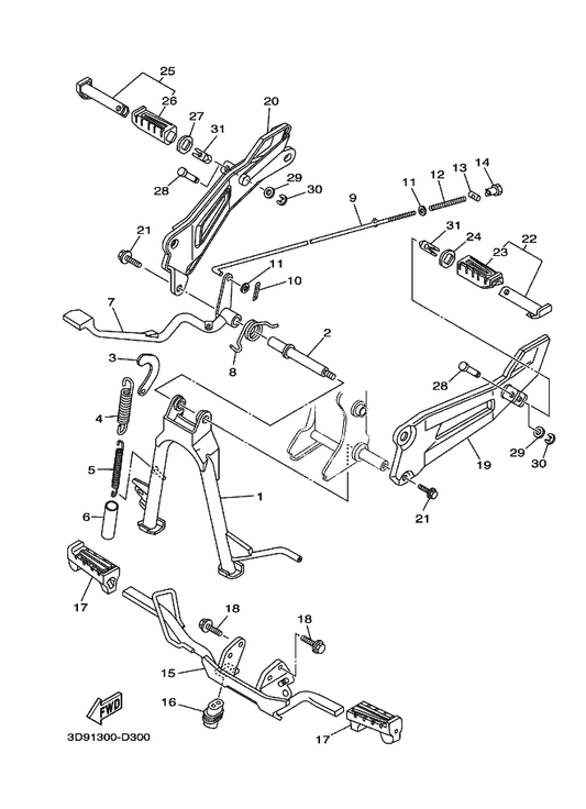 Yamaha 5VL-F7211-00 Pedal, Brake — shown on the Stand & Footrest parts diagram