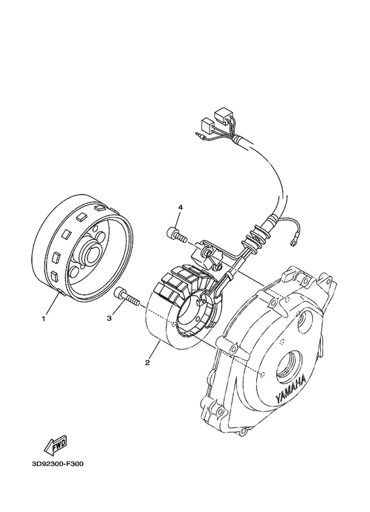Yamaha 3D9-H1450-10 Rotor Assy — shown on the Generator parts diagram